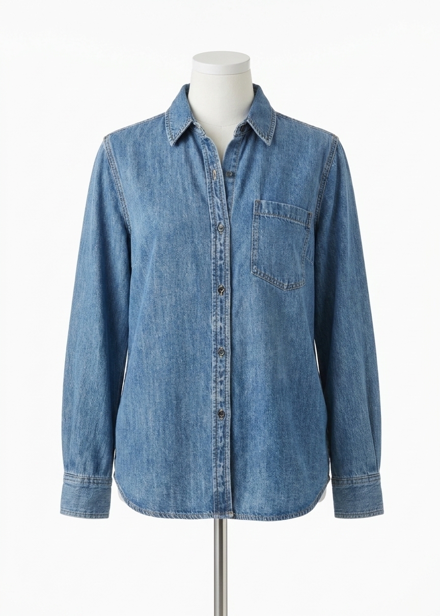 New Rails Atticus Snap Front Top In Denim